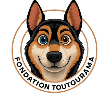 a dog with a dog in a circle with the words foundation for the foundation of