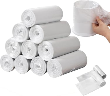 a person holding a bag of white paper towels