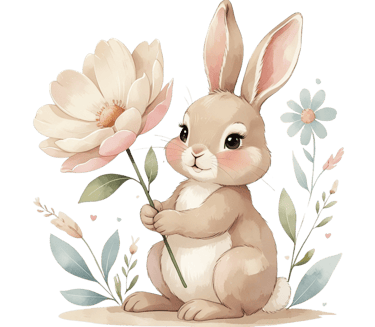 a rabbit rabbit with a flower in its hand