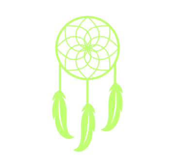 a green and white dream catcher with a green background