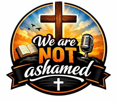 Picture of us in front This is a Christian podcast picture. We discuss Bible.