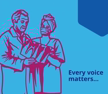 every voice matters with doctors line drawing illustration