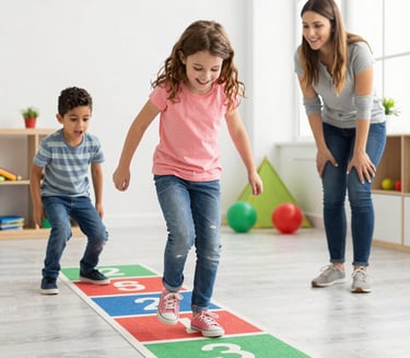 Close-up of vibrant game cards featuring friendly monster illustrations designed to help children express emotions and strengths.