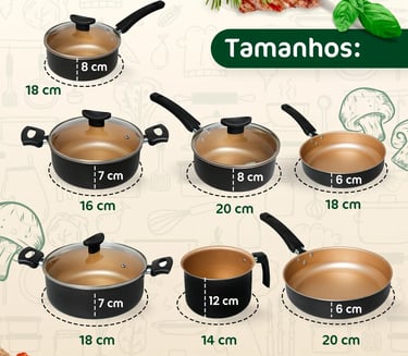 Conjunto Panelas Antiaderente 10 Peças Teflon