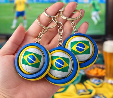 Kit 3 Chaveiros Giratório Brasil Copa do Mundo 2026 Anti Estresse
