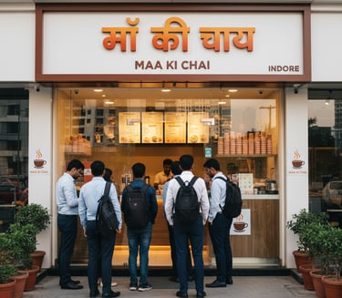 Indore city skyline with chai franchise outlet IT park entrepreneurial opportunity