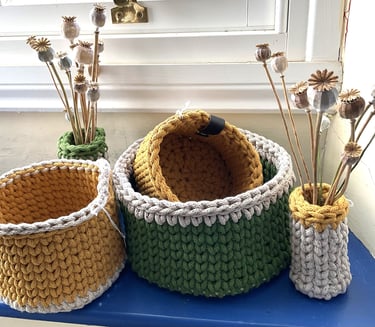 Angela Myers crochet baskets