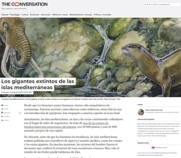 Cover of the article "Los gigantes extintos de las islas mediterráneas", written by Blanca Moncunill