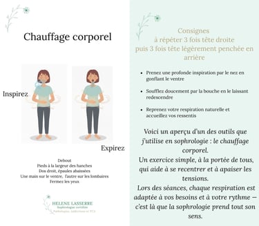 Illustration d’un exercice de respiration en sophrologie : inspiration et expiration pour apaiser le stress