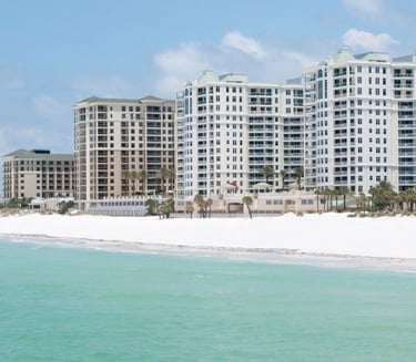 a beachfront and a hotel