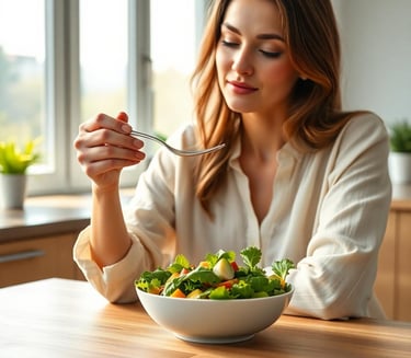 woman eating a salad