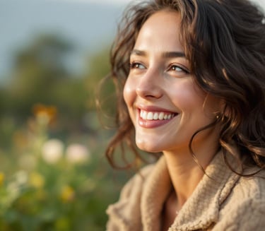 a woman with a smile on her face