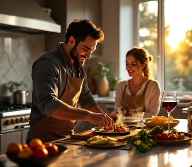 man cooking for a woman