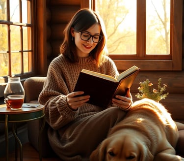 woman enjoying reading a book