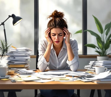 woman stressed at work