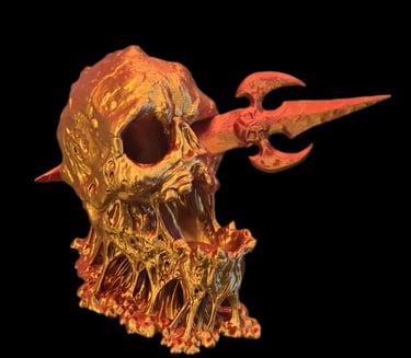 a skull head with a large skull and a pair of scissors