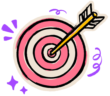 A bullseye target with an arrow shaft coming through the middle
