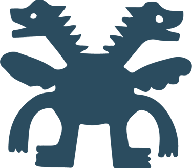 Diseño criatura mítica, dragón de dos cabezas con alas