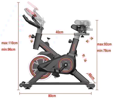 Dimenções da bicicleta ergométrica spinning profissional