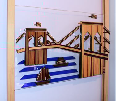 BROOKLYN BRIDGE adjustable wall art support pic-richWOODart.com-51"x30"-43 lbs.+supports 