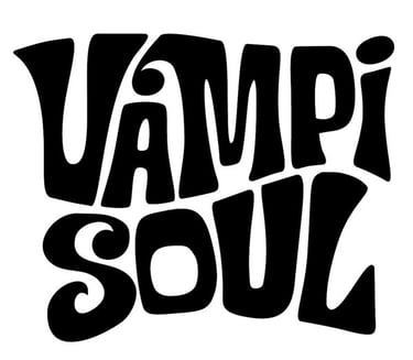 Vampi Soul record label logo featuring retro 1960s psychedelic black typography on a white background.