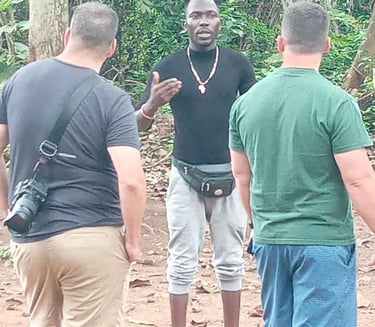 Dahomey African Tours Guide leading Tour in Kpasse's Sacred Forest of Ouidah in Benin