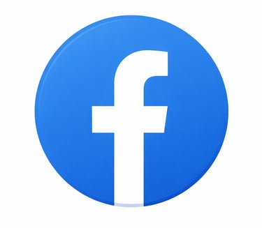 Official Facebook social media icon with a white lowercase f on a blue circular background.
