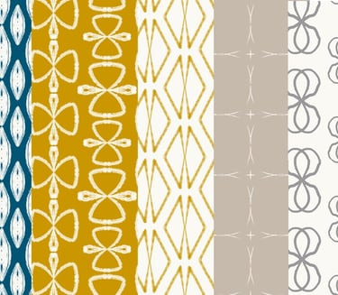 Colorful abstract surface pattern designs with hand-drawn geometric lines and shapes in soft, earthy tones
