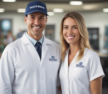 Close-up of colorful custom mugs with unique designs on a wooden table.