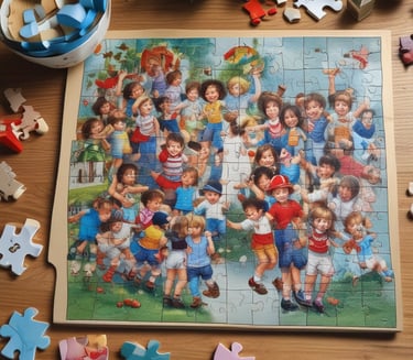 Close-up of colorful custom mugs with unique designs on a wooden table.