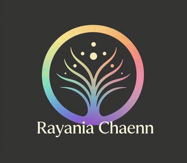 Rayania Chaenn logo featuring a rainbow gradient tree of life inside a circle