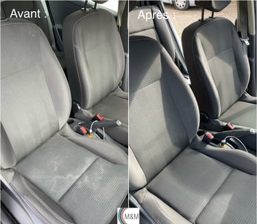 Nettoyage en profondeur de siège de voiture ford avec shampouineuse m&m services pro rouen
