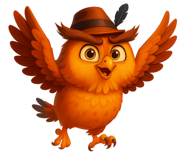 hibou qui vole avec chapeau 