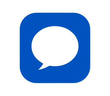 Blue text message icon for Cleana Group home cleaning booking via SMS
