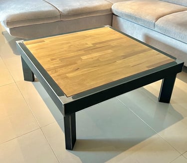 Table basse bois métal style industriel sur mesure
