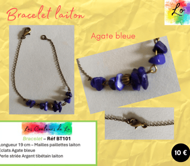 Bracelet laiton Agate bleue Les Couleurs de Lo
