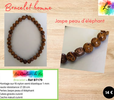 Bracelet cuivré Jaspe peau d'éléphant Les Couleurs de Lo