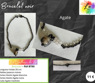 Bracelet noir Agate Les Couleurs de Lo