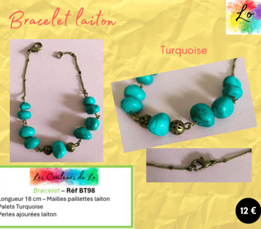 Bracelet laiton Turquoise Les Couleurs de Lo