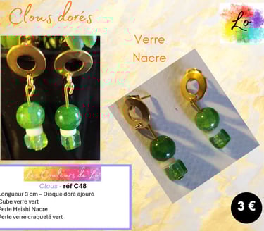 Clous dorés verre Nacre Les Couleurs de Lo