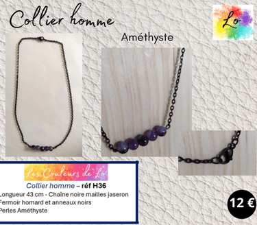 Collier noir Améthyste Les Couleurs de Lo