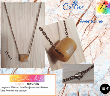 Collier cuivré Aventurine orange Les Couleurs de Lo
