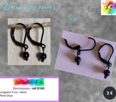 Boucles dormeuses noires Onyx Les Couleurs de Lo