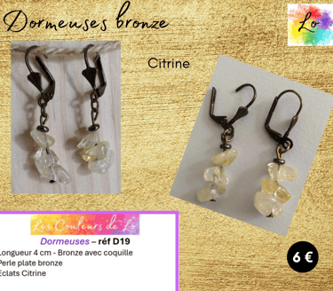 Boucles dormeuses bronze Citrine Les Couleurs de Lo