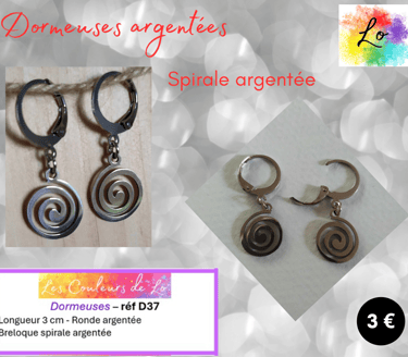 Dormeuses argentées spirale Les Couleurs de Lo