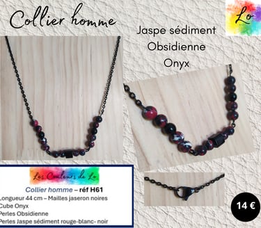 Collier noir Jaspe sédiment Obsidienne Onyx Les Couleurs de Lo