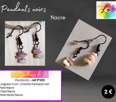 Pendants noirs palets Nacre Les Couleurs de Lo