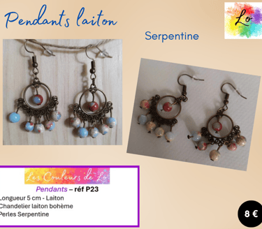 Boucles pendants laiton connecteur bohème Serpentine Les Couleurs de Lo