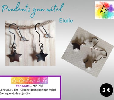 Pendants argentés étoile acier Les Couleurs de Lo