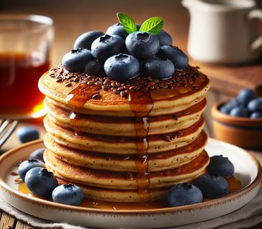Flax Seed and Blueberry Pancakes